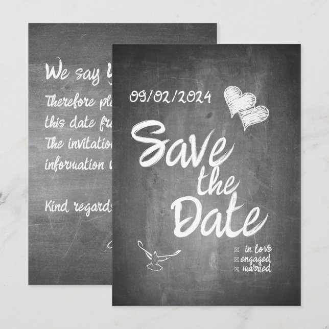 Chalkboard Typography Wedding Announcement (Front/Back)