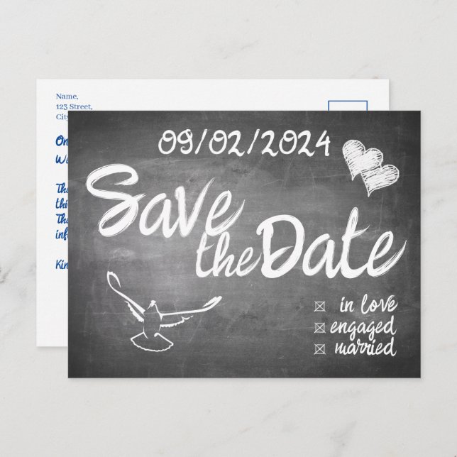 Chalkboard Typography Wedding Announcement (Front/Back)