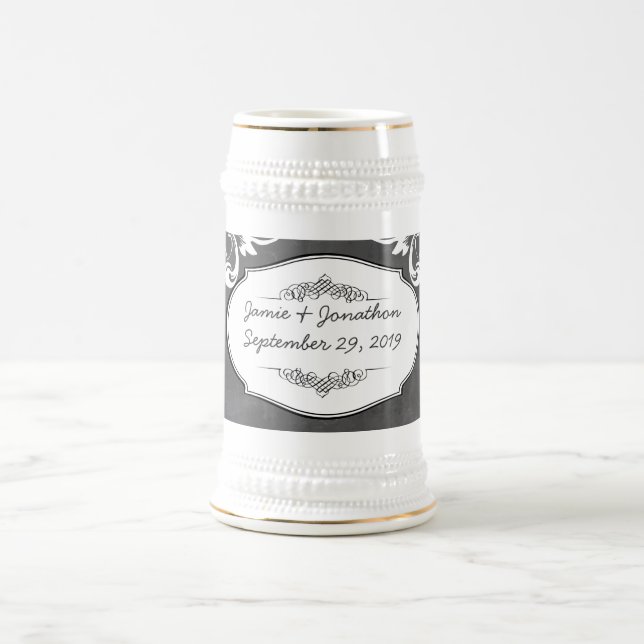 Chalkboard Typography Weddings Beer Stein (Center)
