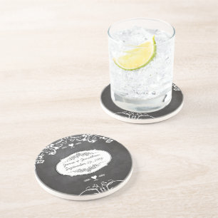 Chalkboard Typography Weddings Coaster
