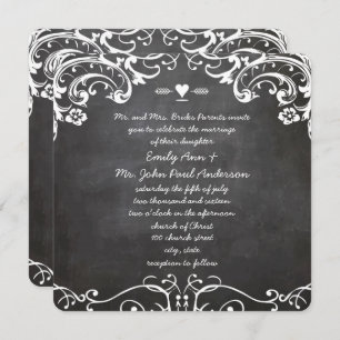 Chalkboard Typography Weddings Invitation