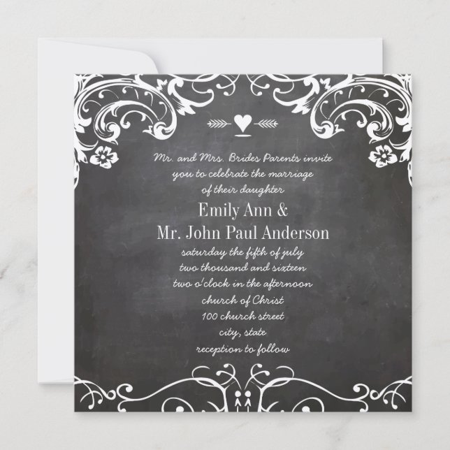 Chalkboard Typography Weddings Invitation (Front)