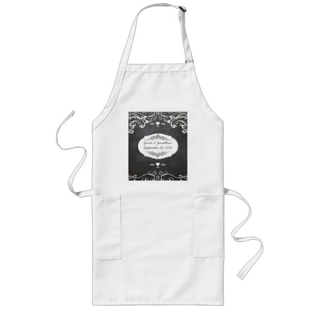 Chalkboard Typography Weddings Long Apron (Front)