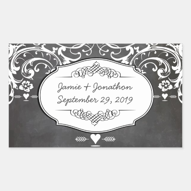 Chalkboard Typography Weddings Rectangular Sticker (Front)