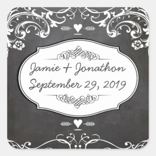 Chalkboard Typography Weddings Square Sticker