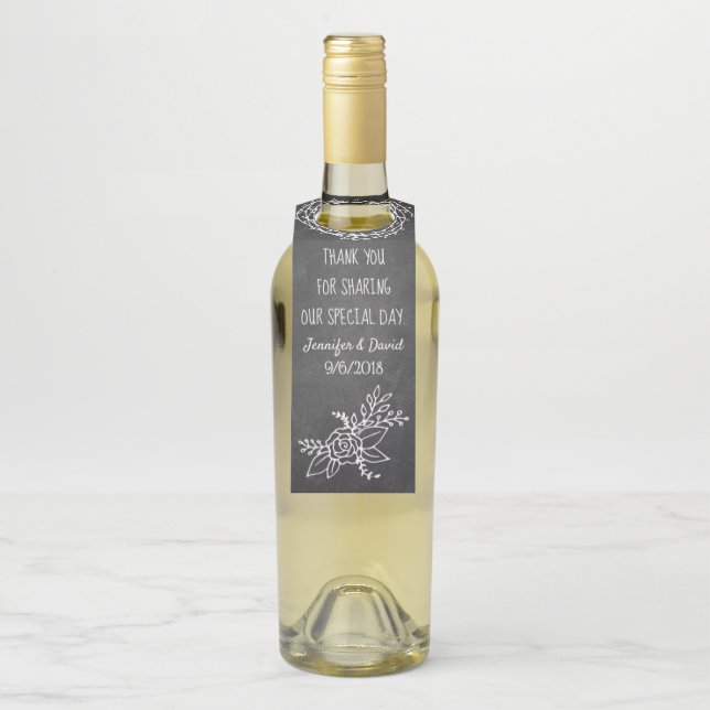 Chalkboard Typography Wine Bottle Favour Tag (On Bottle)