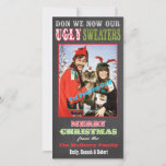 Chalkboard Ugly Christmas Sweater Photo Card<br><div class="desc">Super funny Chalkboard Ugly Christmas Sweater Photo Card with fun fonts on a chalkboard or black board background. Just replace the photo shown with your family portrait and adjust to fit. Having problems,  just contact me! Hand drawn illustration by McBooboo.</div>