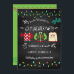 Chalkboard Ugly Sweater Christmas Party Invitation<br><div class="desc">Customise this fun chalkboard retro style Ugly Sweater Christmas Party Invitation to your event specifications.</div>