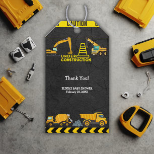 Chalkboard Under Construction Baby Shower  Gift Tags