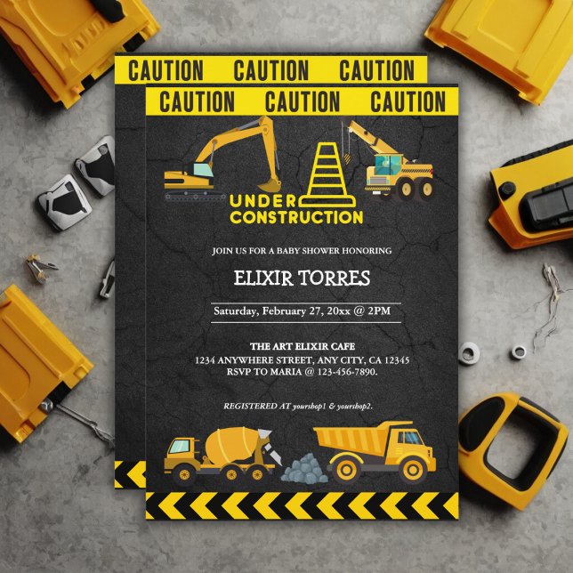 Chalkboard Under Construction Baby Shower  Invitation (Creator Uploaded)