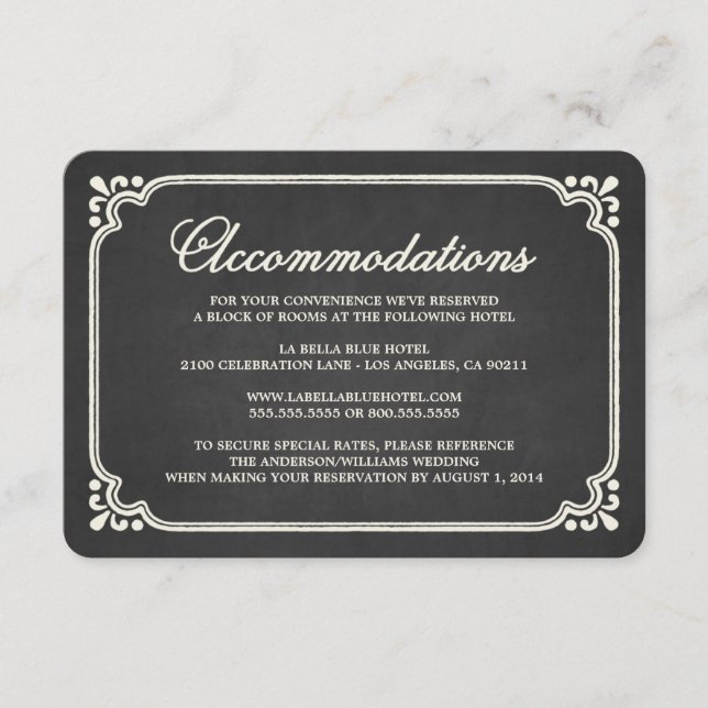 Chalkboard Union | Accommodation Enclosure Card (Front)