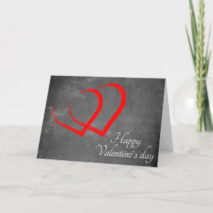 Chalkboard Valentine`s Day Red Hearts Elegant Holiday Card