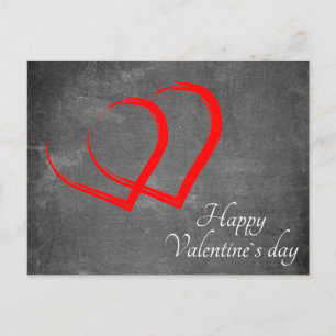 Chalkboard Valentine`s Day Red Hearts Elegant Holiday Postcard