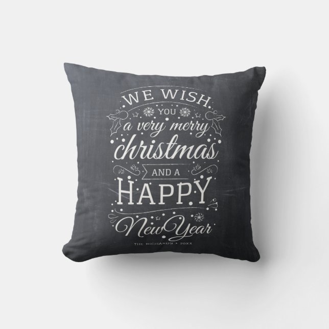 Chalkboard Very Merry Christmas Photo Holiday Cushion (Front)