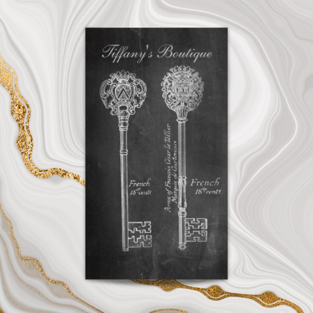 Chalkboard Victorian skeleton keys realtor Business Card (Chalkboard Victorian skeleton keys realtor Business Card)