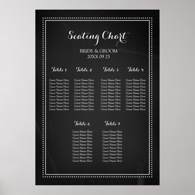 Chalkboard Vintage 6 Table Seating Chart (Front)