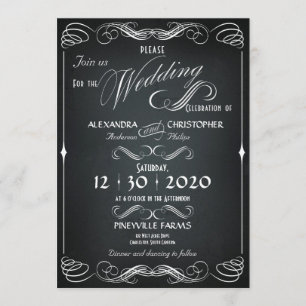 Chalkboard Vintage Bold Typography Wedding Invitation