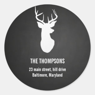 Chalkboard Vintage Christmas Reindeer Holiday Classic Round Sticker
