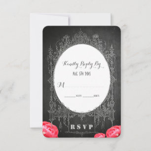 Chalkboard Vintage Floral - Wedding Reply Card