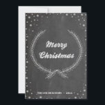 Chalkboard Vintage Merry Christmas Foliage Wreath Holiday Card<br><div class="desc">Clean and Simple Christmas card featuring a foliage Christmas Wreath in snowflake frame. Available as a flat card,  folded card and postcard. Wish you all a Merry Christmas and Happy New Year!</div>