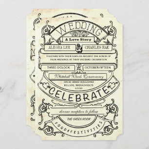 Chalkboard Vintage Modern Typography Wedding Invitation