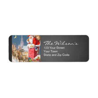 Chalkboard Vintage Santa Christmas Return Address