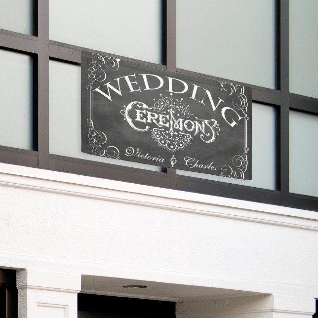 Chalkboard Vintage Typography Wedding Banner (Outside Building)