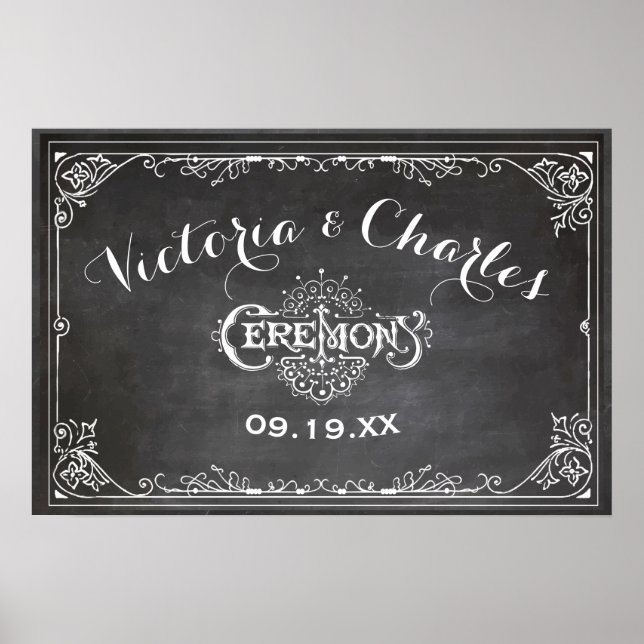Chalkboard Vintage Typography Wedding Poster (Front)