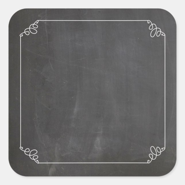 Chalkboard Vintage White Flourish Frame Customise Square Sticker (Front)