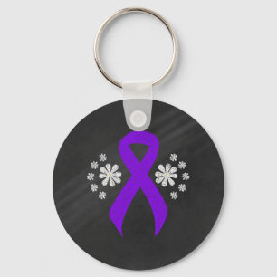 Chalkboard Violet Ribbon Key Ring