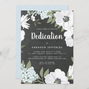 Chalkboard Watercolor Anemone Dedication Invitation