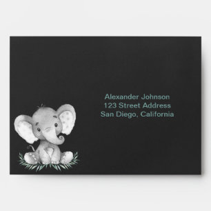 Chalkboard Watercolor Elephant Envelope