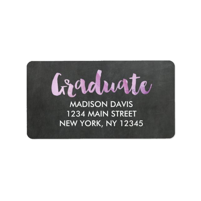 Chalkboard Watercolor Graduation Address Labels (Front)