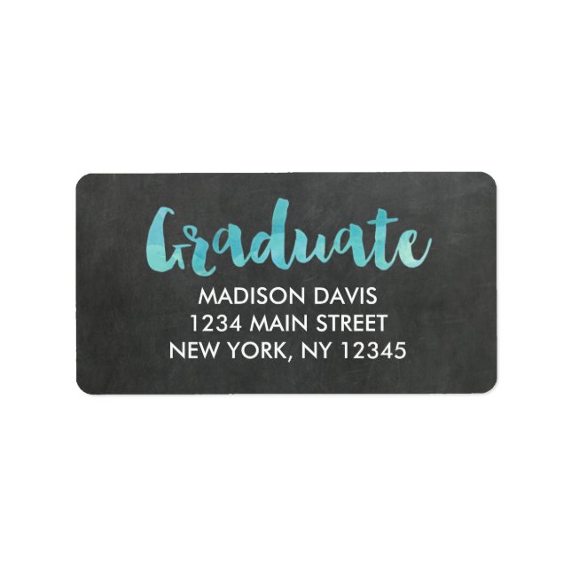 Chalkboard Watercolor Graduation Address Labels (Front)