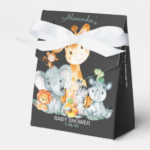 Chalkboard Watercolor Jungle Animals Baby Shower Favour Box