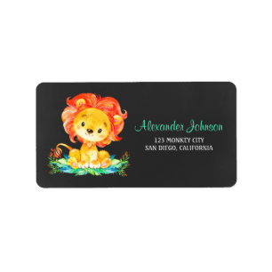 Chalkboard Watercolor Lion Label