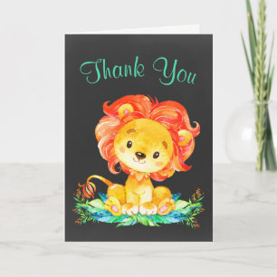 Chalkboard Watercolor Lion Thank You Card