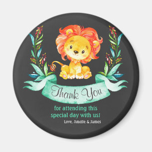 Chalkboard Watercolor Lion Thank You Magnet