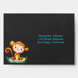 Chalkboard Watercolor Monkey Boy Envelope
