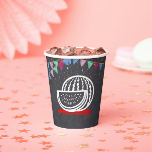 Chalkboard Watermelon Drawing Baby Shower Paper Cups