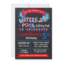 Chalkboard Waterslide Pool Birthday Party Bash