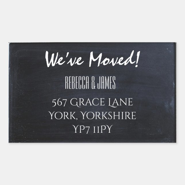 Chalkboard We Have Moved Address Announcement Rectangular Sticker (Front)