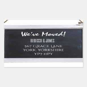 Chalkboard We Have Moved Address Announcement Rectangular Sticker
