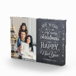 Chalkboard We Wish Merry Christmas Photo Holiday Block<br><div class="desc">Typography driven photo holiday cards with the words "we wish you a very merry Christmas and a Happy New Year".</div>