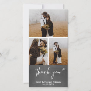 Chalkboard Wedding 3 Photo Thank You Photo-card