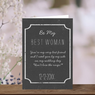 Chalkboard Wedding Be My Best Woman Proposal Card