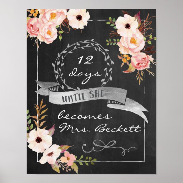 Chalkboard Wedding Bridal Shower Sign (Front)