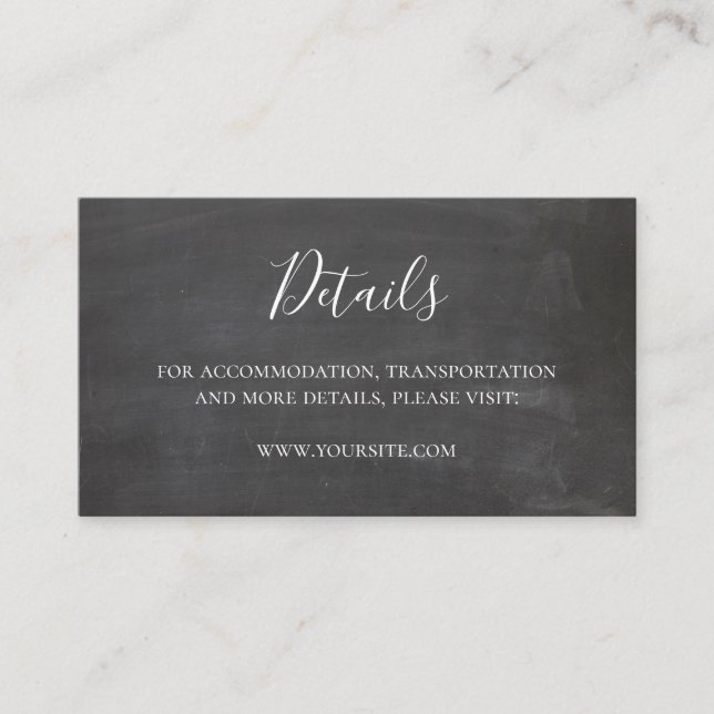 Chalkboard wedding details card Simple insert card (Front)