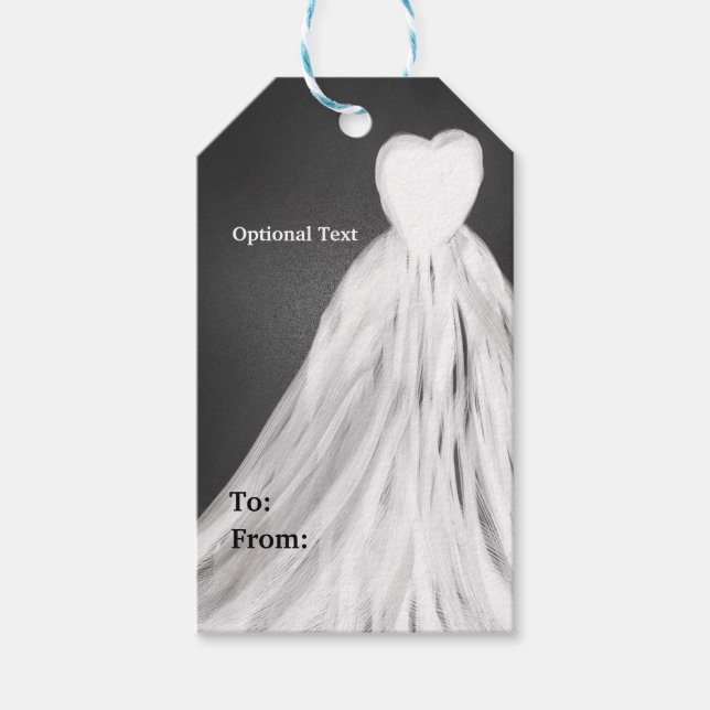 Chalkboard Wedding Dress Bridal Shower Gift Tag (Front)