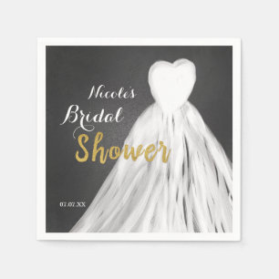 Chalkboard Wedding Dress Bridal Shower Napkin